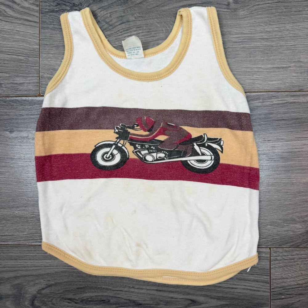 Vintage Class Kid Ltd Motorcycle‎ Biker Ringer Tank Top Size 6 White Striped